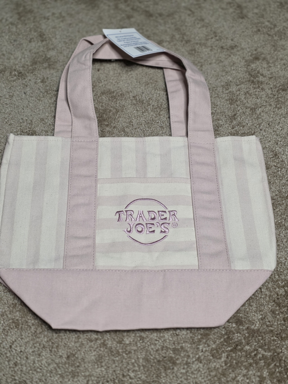Trader Joe's Pink Striped Canvas Tote